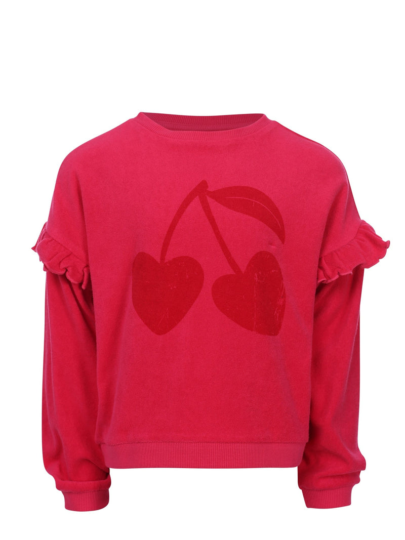 Meisjes Terry Sweater van LOOXS Little in de kleur warm pink in maat 128.
