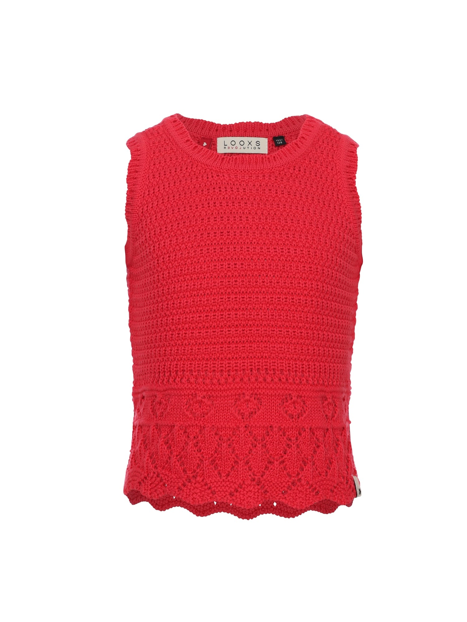 Meisjes knitted spencer van LOOXS Little in de kleur poppy red in maat 128.