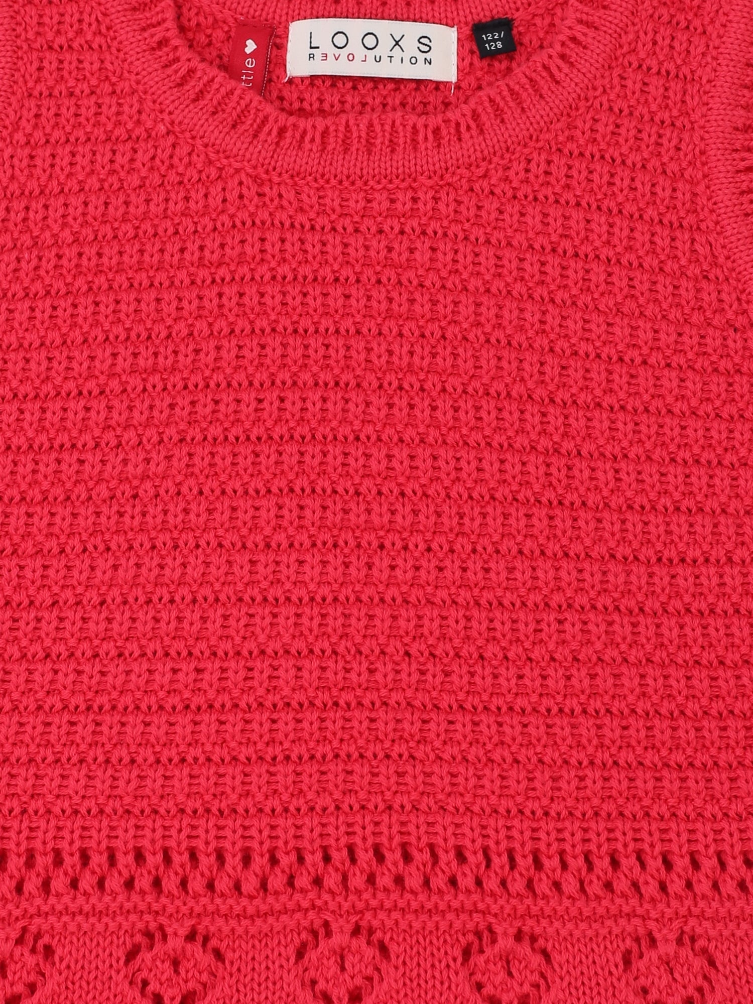 Meisjes knitted spencer van LOOXS Little in de kleur poppy red in maat 128.