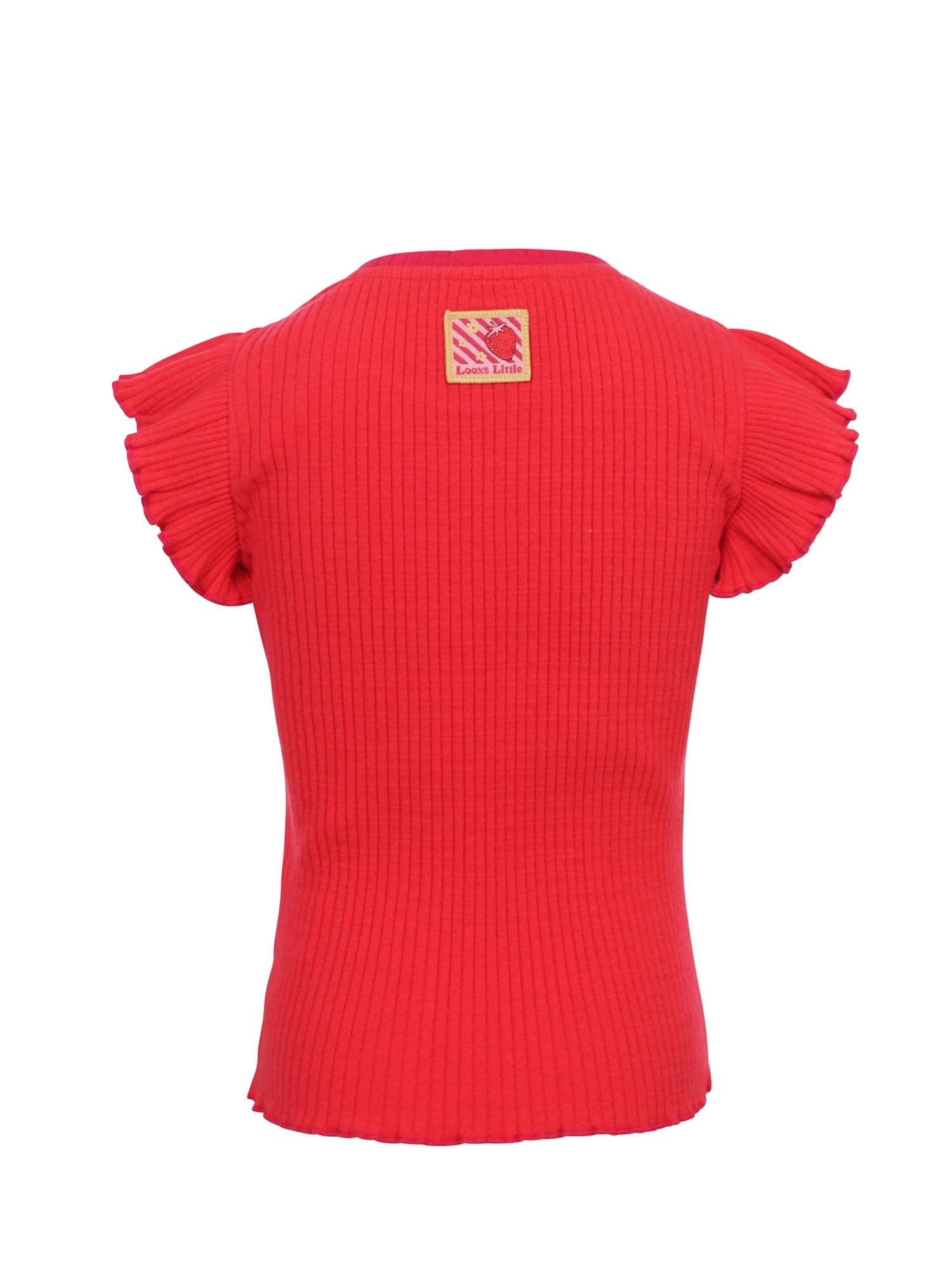 Meisjes Rib T-Shirt SS van LOOXS Little in de kleur poppy red in maat 128.