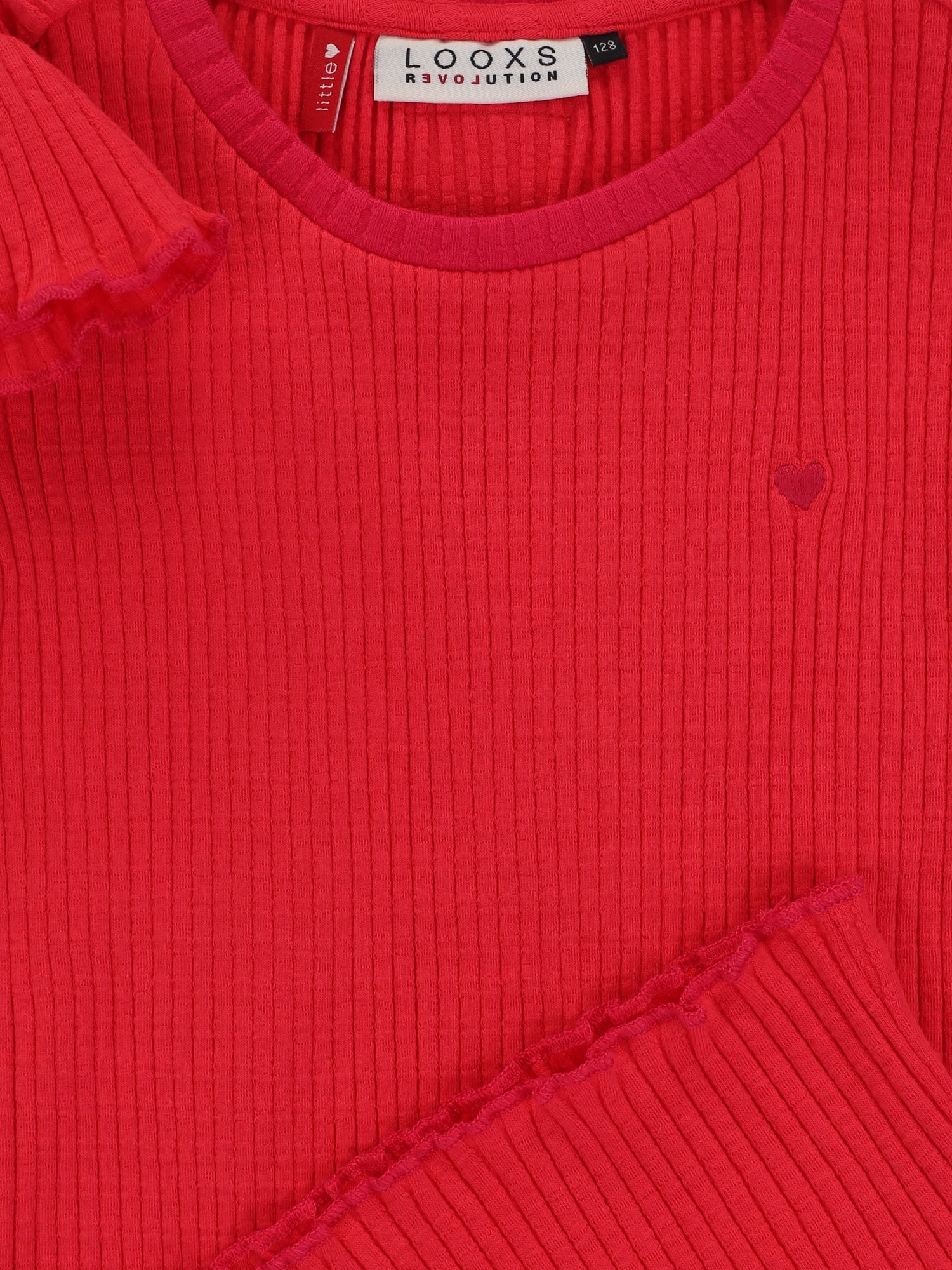 Meisjes Rib T-Shirt SS van LOOXS Little in de kleur poppy red in maat 128.