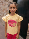 Meisjes T-shirt SS ruffles van LOOXS Little in de kleur BANANA SHAKE in maat 128.
