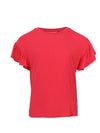 Meisjes T-shirt SS ruffles van LOOXS Little in de kleur poppy red in maat 128.