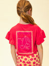 Meisjes T-shirt SS ruffles van LOOXS Little in de kleur poppy red in maat 128.