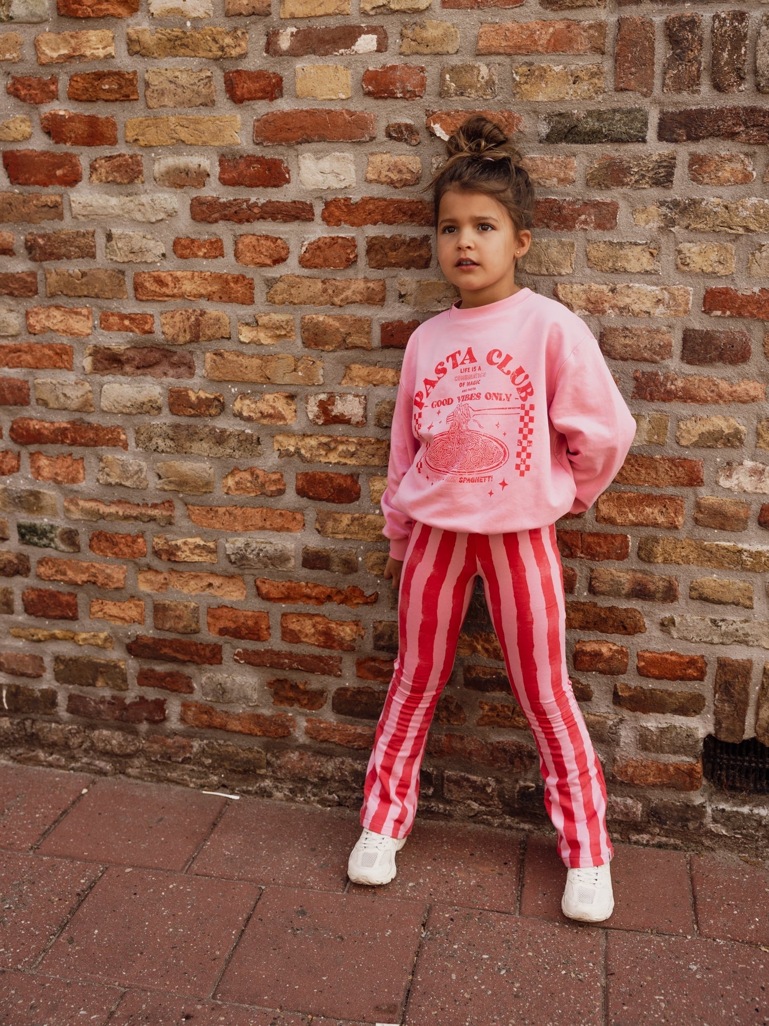 Meisjes Striped Flaired Sweat Pants van LOOXS Little in de kleur Stripe in maat 128.