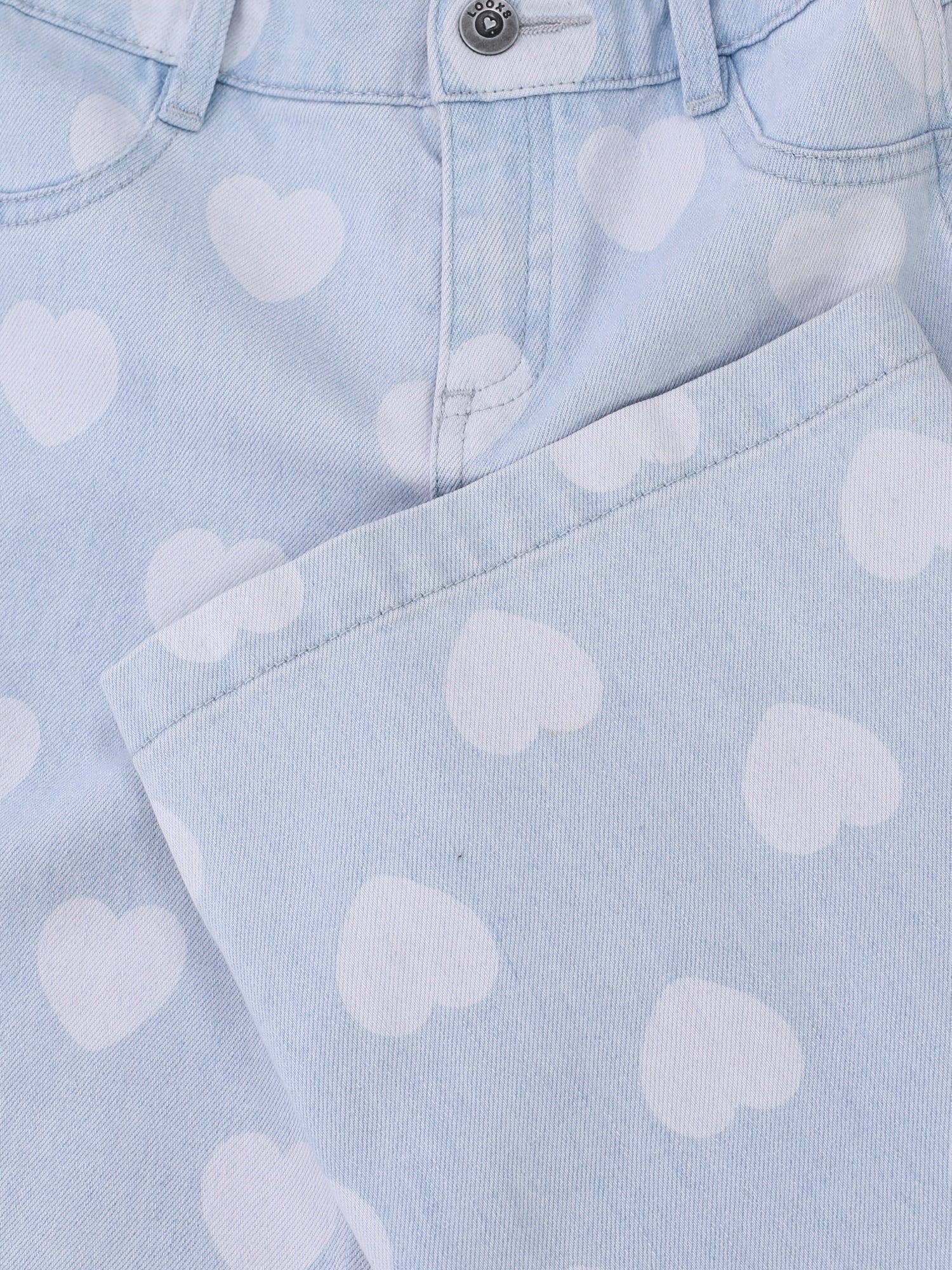 Meisjes Heart wideleg Denim van LOOXS Little in de kleur Heart denim in maat 128.