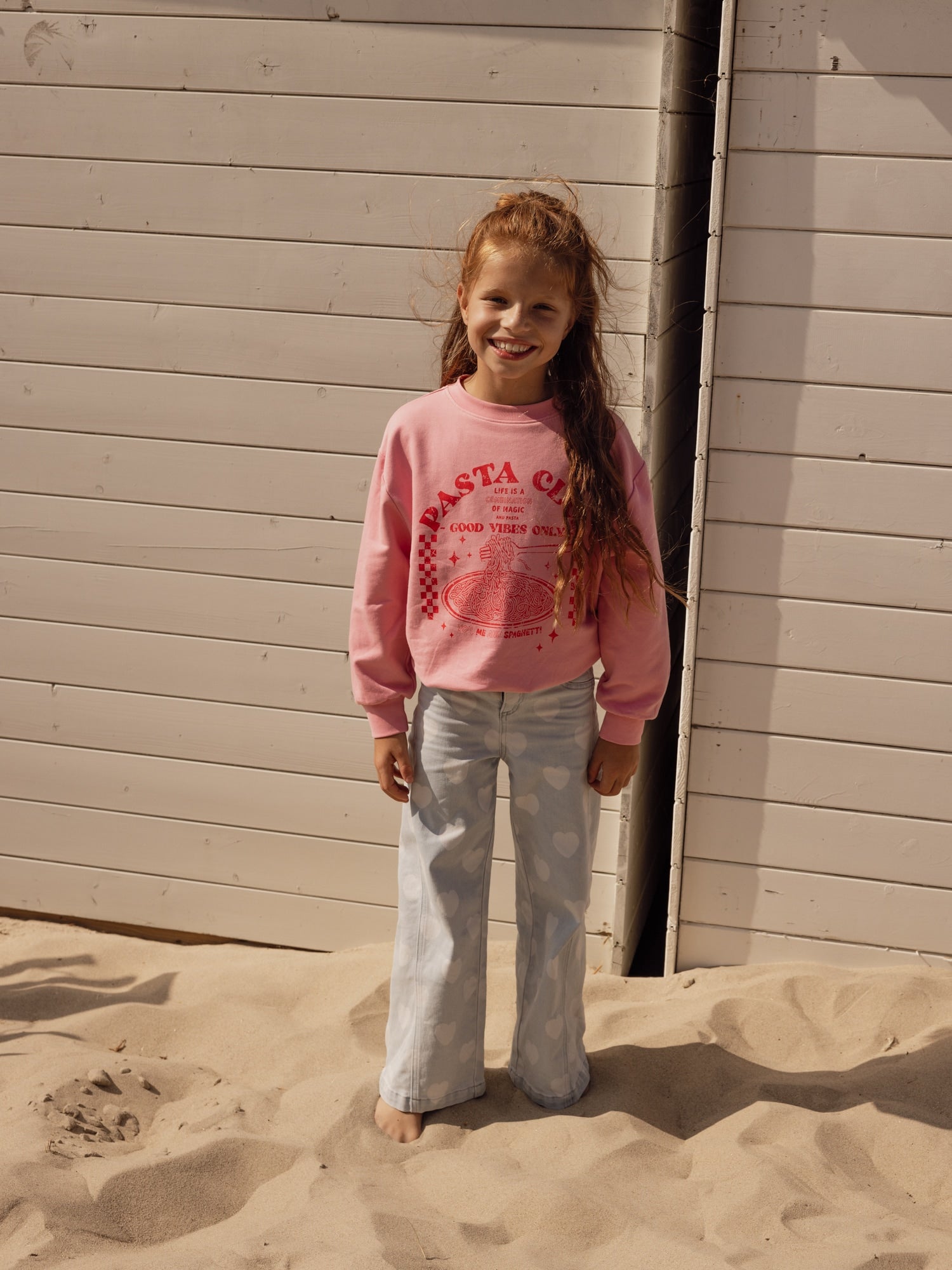 Meisjes Heart wideleg Denim van LOOXS Little in de kleur Heart denim in maat 128.