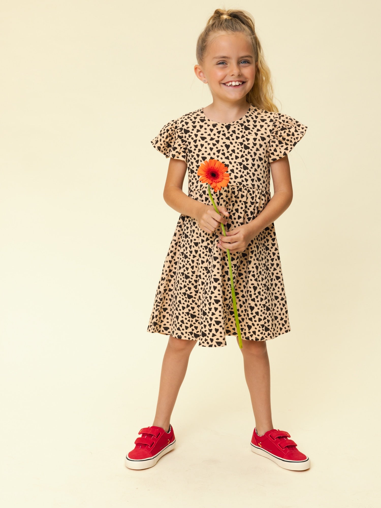 Meisjes Crinckle Dress SS van LOOXS Little in de kleur Wild hearts in maat 128.