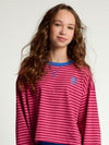 Meisjes Stripe Tee Ls van LOOXS 10sixteen in de kleur pink in maat 170-176.