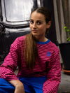 Meisjes Stripe Tee Ls van LOOXS 10sixteen in de kleur pink in maat 170-176.