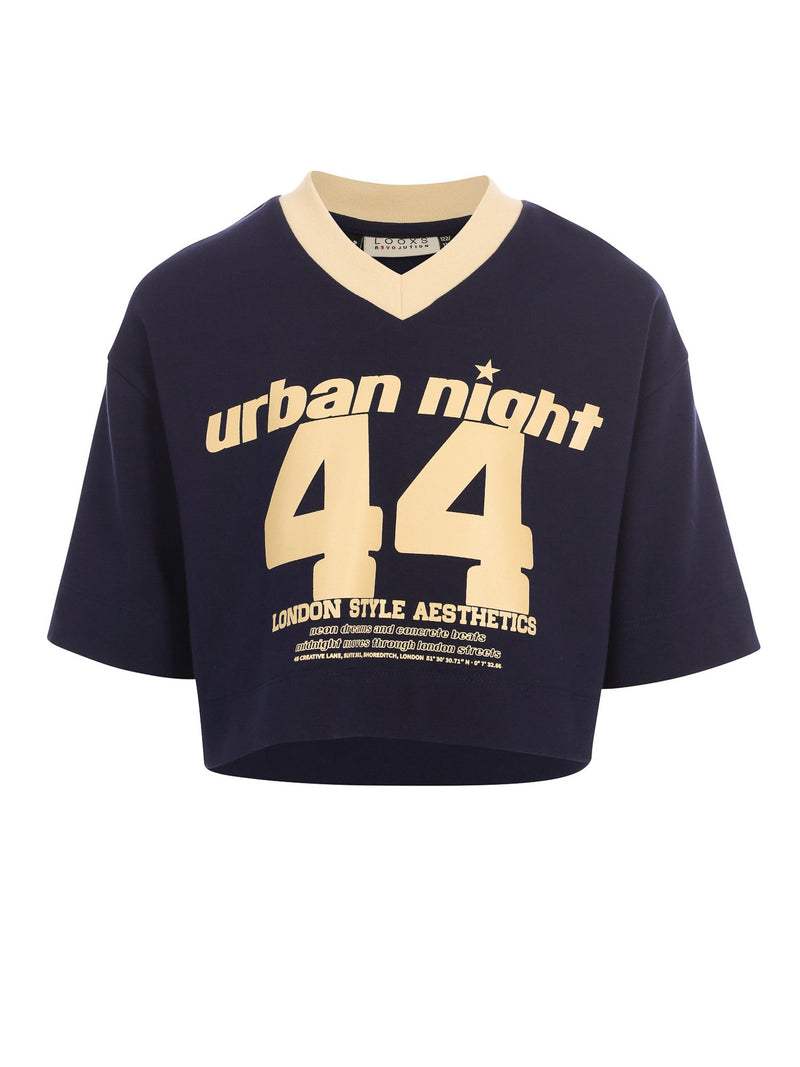 Meisjes Oversized Tee van LOOXS 10sixteen in de kleur OXFORD BLUE in maat 170-176.