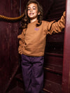 Meisjes Cropped Sweater van LOOXS Little in de kleur MOCHA.