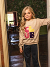Meisjes Sweater van LOOXS Little in de kleur Latte.