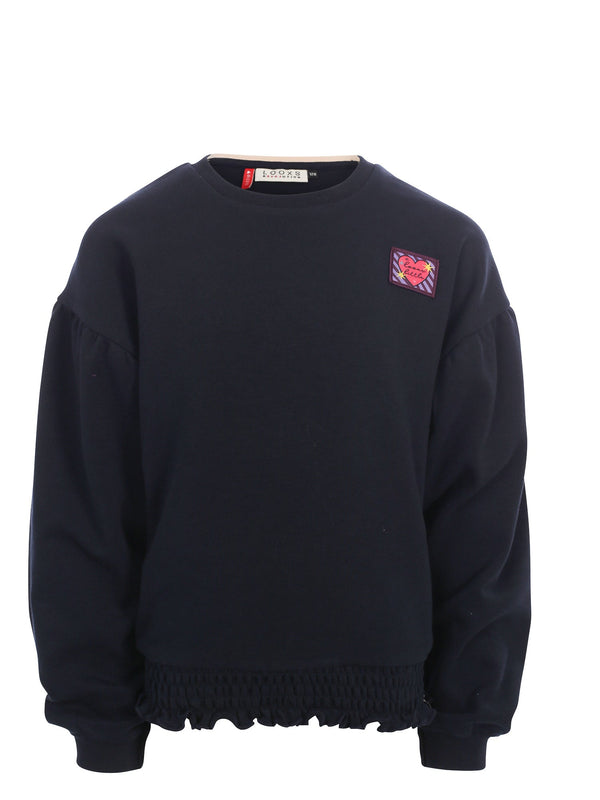 Meisjes Interlock Sweater van LOOXS Little in de kleur night blue.