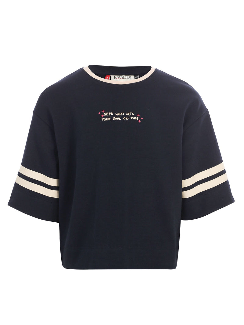 Meisjes Interlock T-Shirt van LOOXS Little in de kleur night blue.
