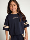 Meisjes Interlock T-Shirt van LOOXS Little in de kleur night blue.
