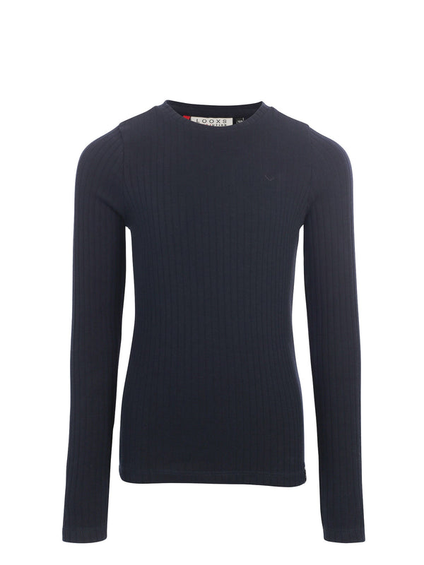 Meisjes Rib Tee van LOOXS Little in de kleur night blue.