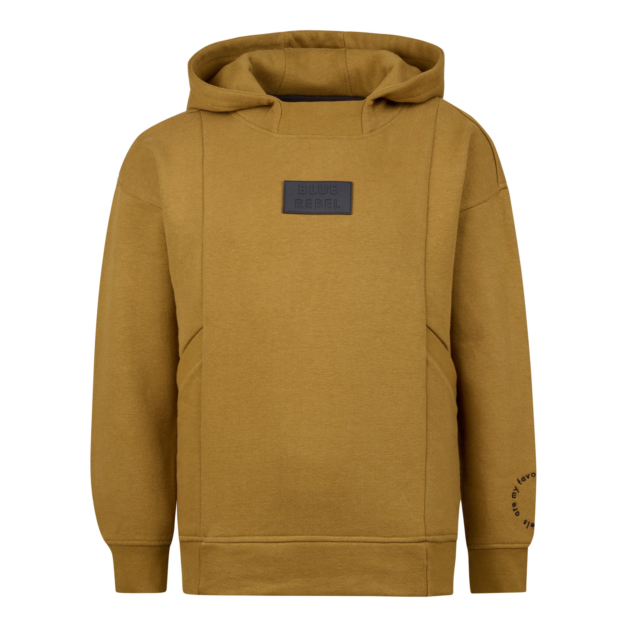 Jongens Sweater Hood Logo Kenneth van Blue Rebel in de kleur Dull Gold in maat 170-176.