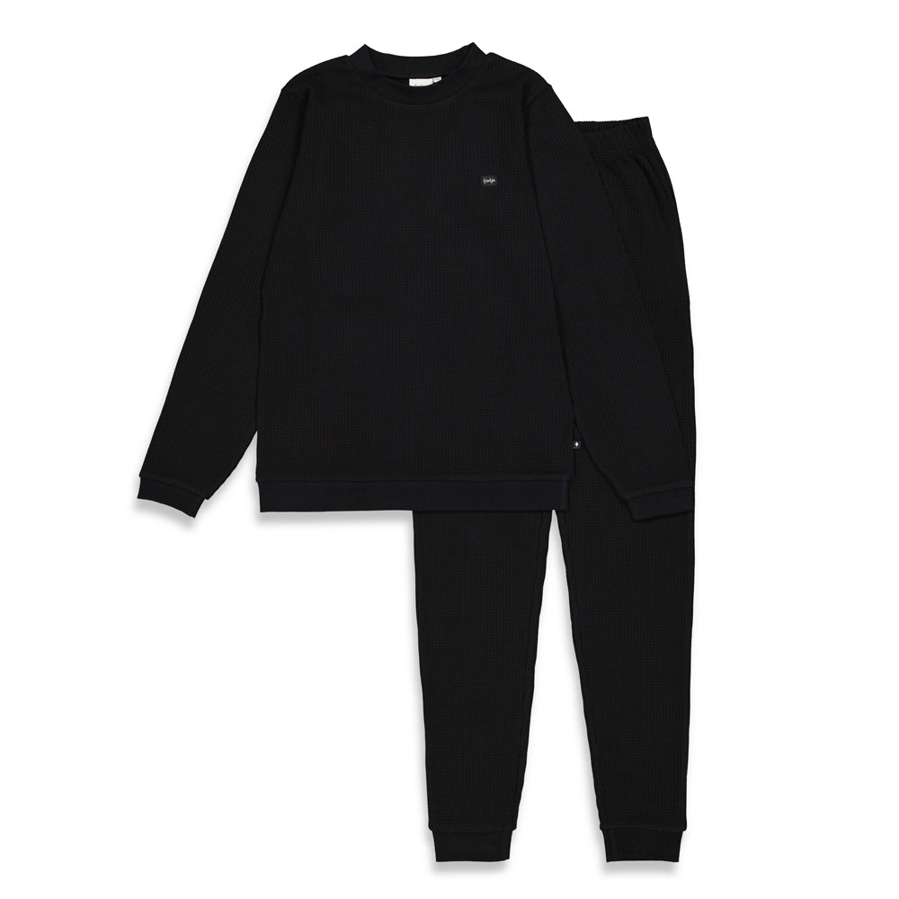 Unisexs Pyjama wafel - Family Edition van Feetje in de kleur Fancy Black in maat XS.
