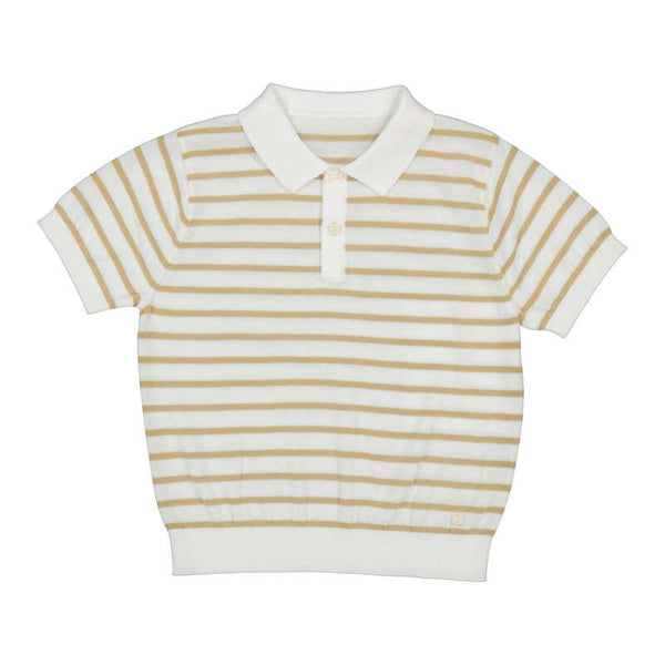 Jongens S/s polo stripe           van Mayoral in de kleur Cream Brow in maat 128.