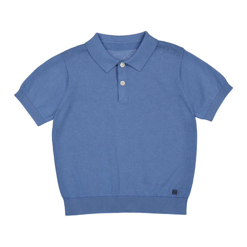 Jongens S/s polo                      van Mayoral in de kleur Indigo     in maat 128.