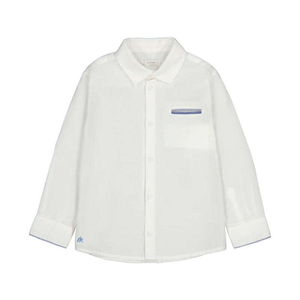 Jongens Linen shirt                   van Mayoral in de kleur White      in maat 128.
