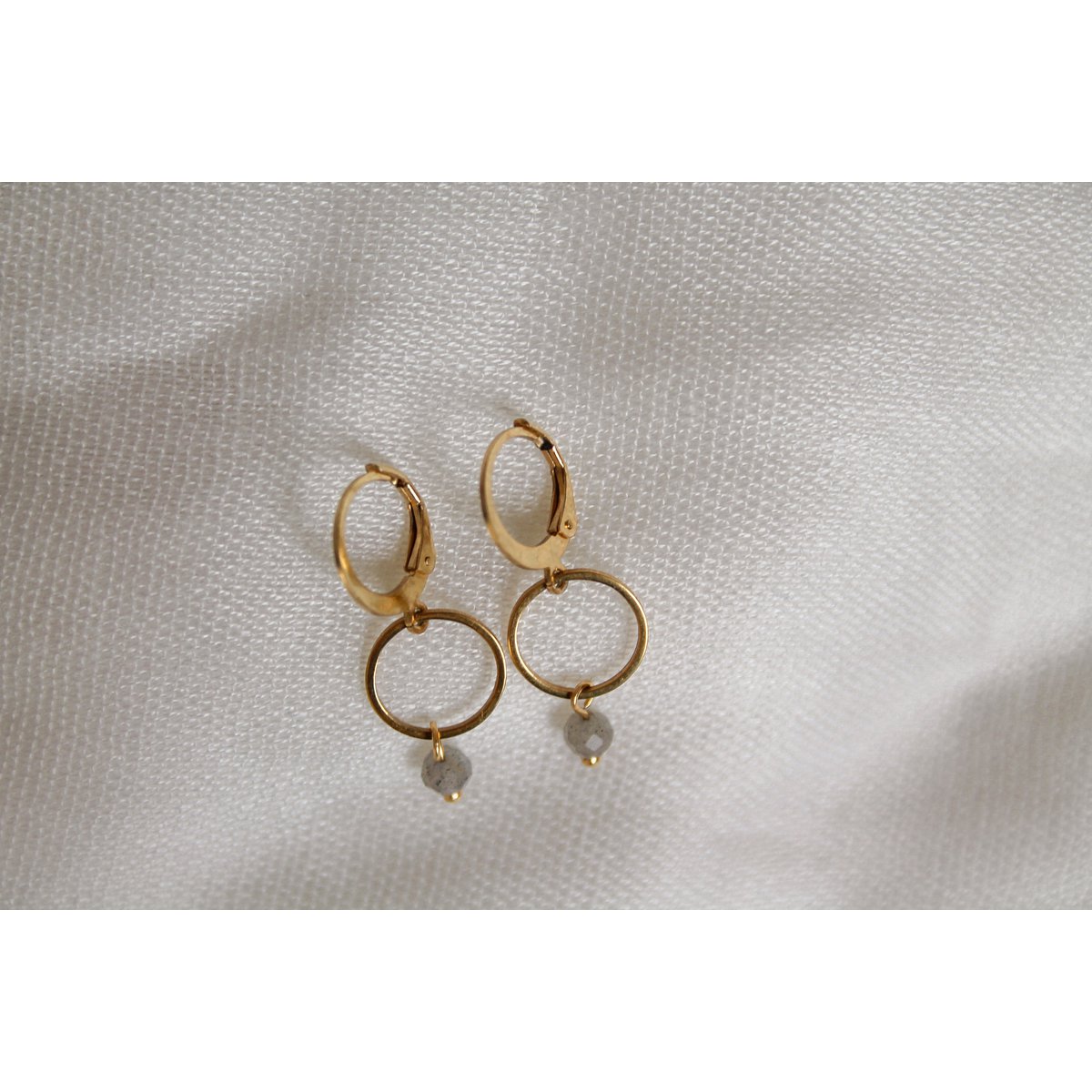 Oorringen Labradoriet - Goud