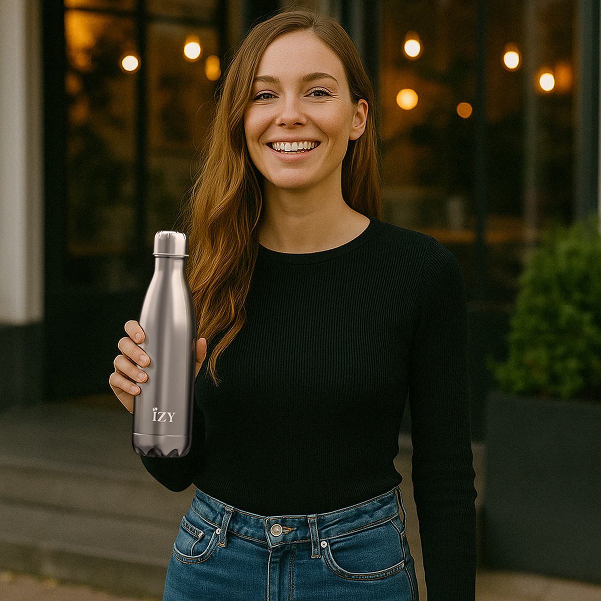 Izy Thermosfles - Zilver - 500 ml TO -Go -geïsoleerde waterflessen