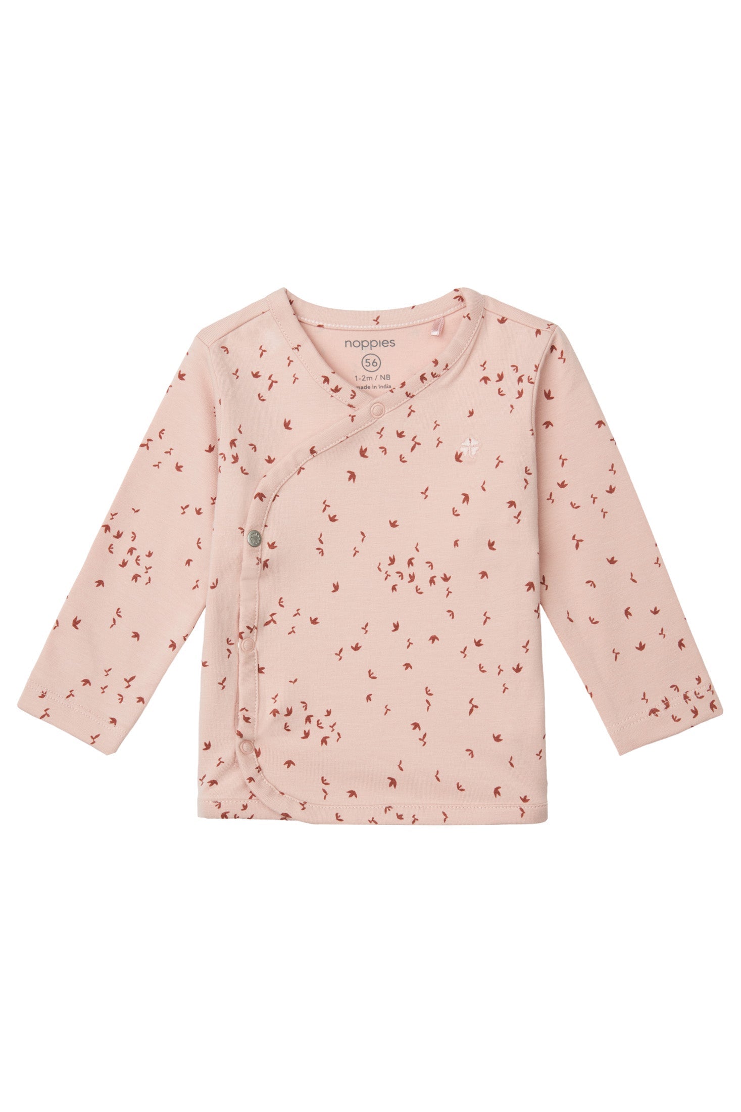 Meisjes Tee wrap Nantes long sleeve all over print van Noppies in de kleur Rose Smoke in maat 68.