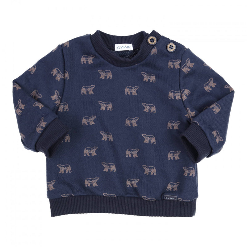 Jongens Sweater Beerie van Gymp in de kleur Navy - Brown in maat 86.