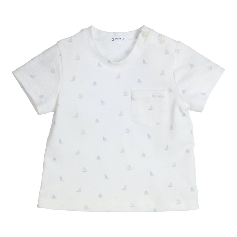 Jongens T-shirt Skiff van Gymp in de kleur White - Beige in maat 86.