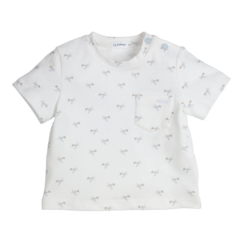 Jongens T-shirt Josca van Gymp in de kleur White - Light Blue in maat 86.