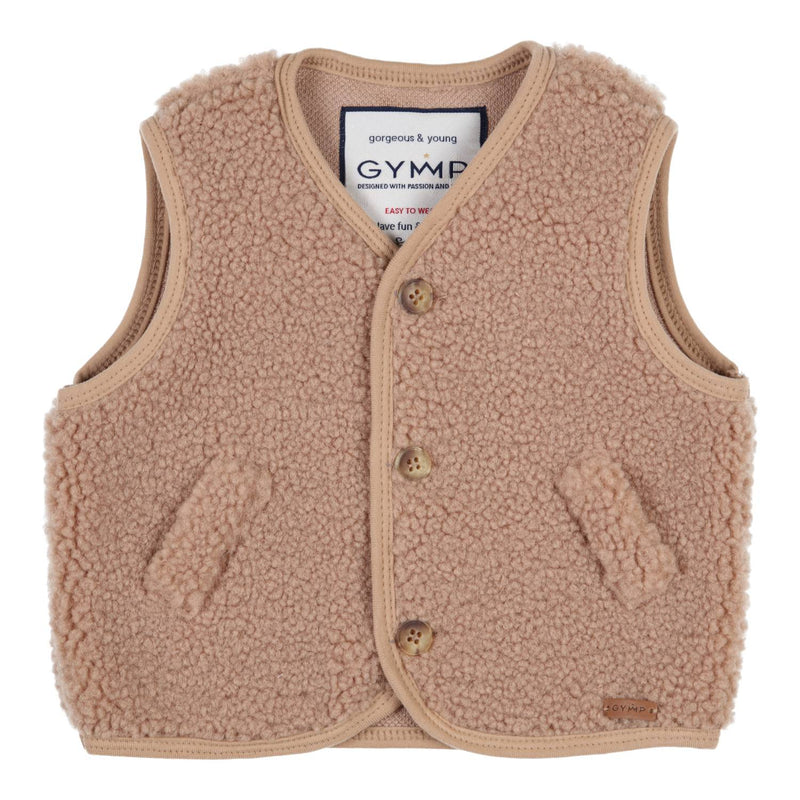 Jongens Gilet Boston van Gymp in de kleur Beige in maat 92.