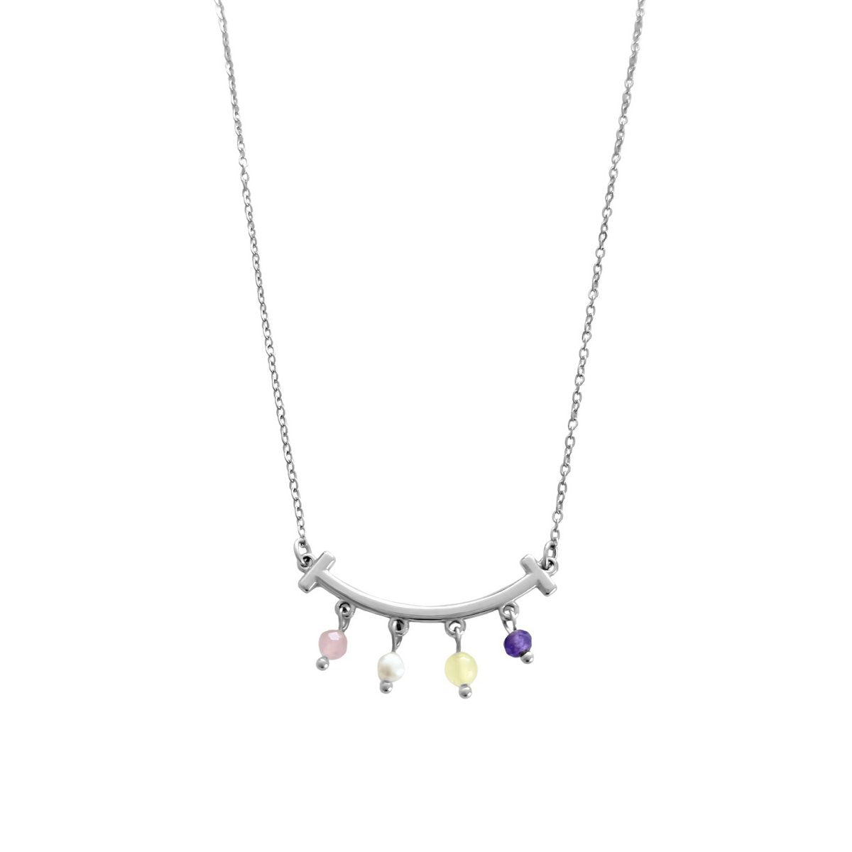 Edelsteen Hangertjes Ketting - Zilver