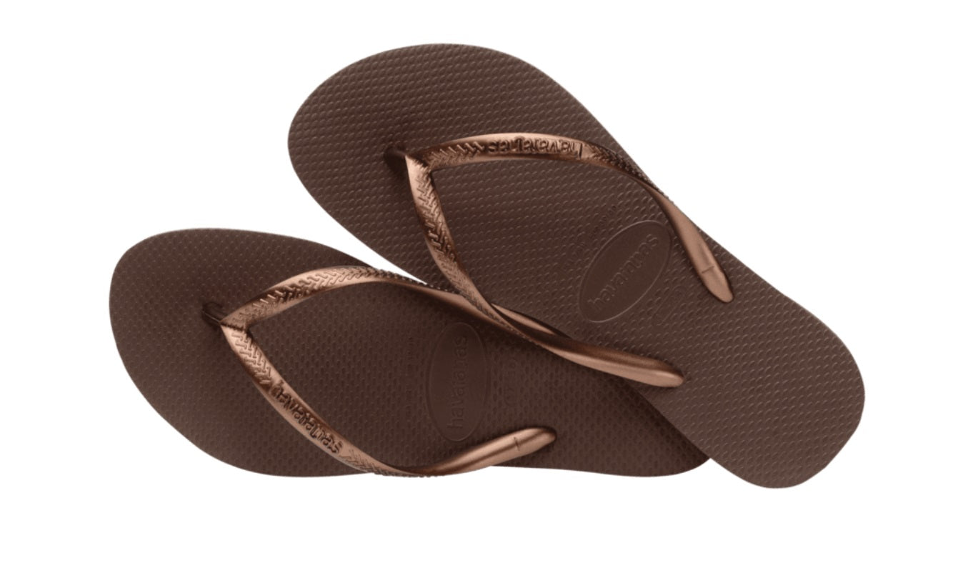 Havaianas Slipper SLIM DARK BROWN/METAL ACOUSED