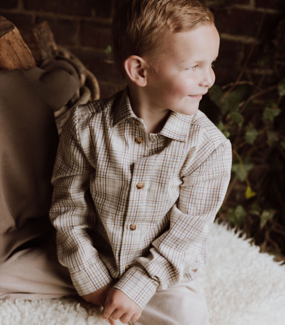 Jongens Trousers Owen van Gymp in de kleur Beige in maat 86.