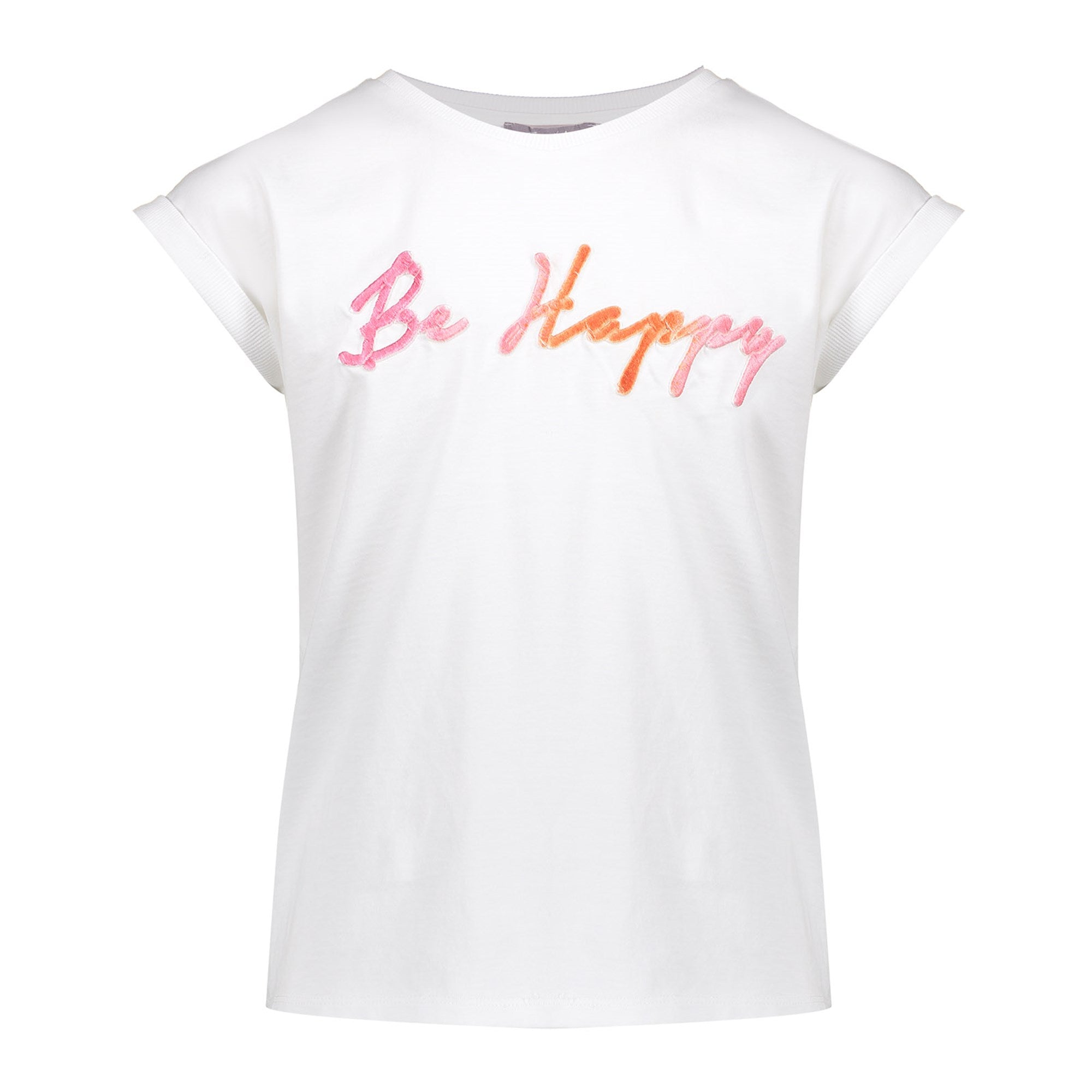 Geisha T-shirt "be happy" puff text