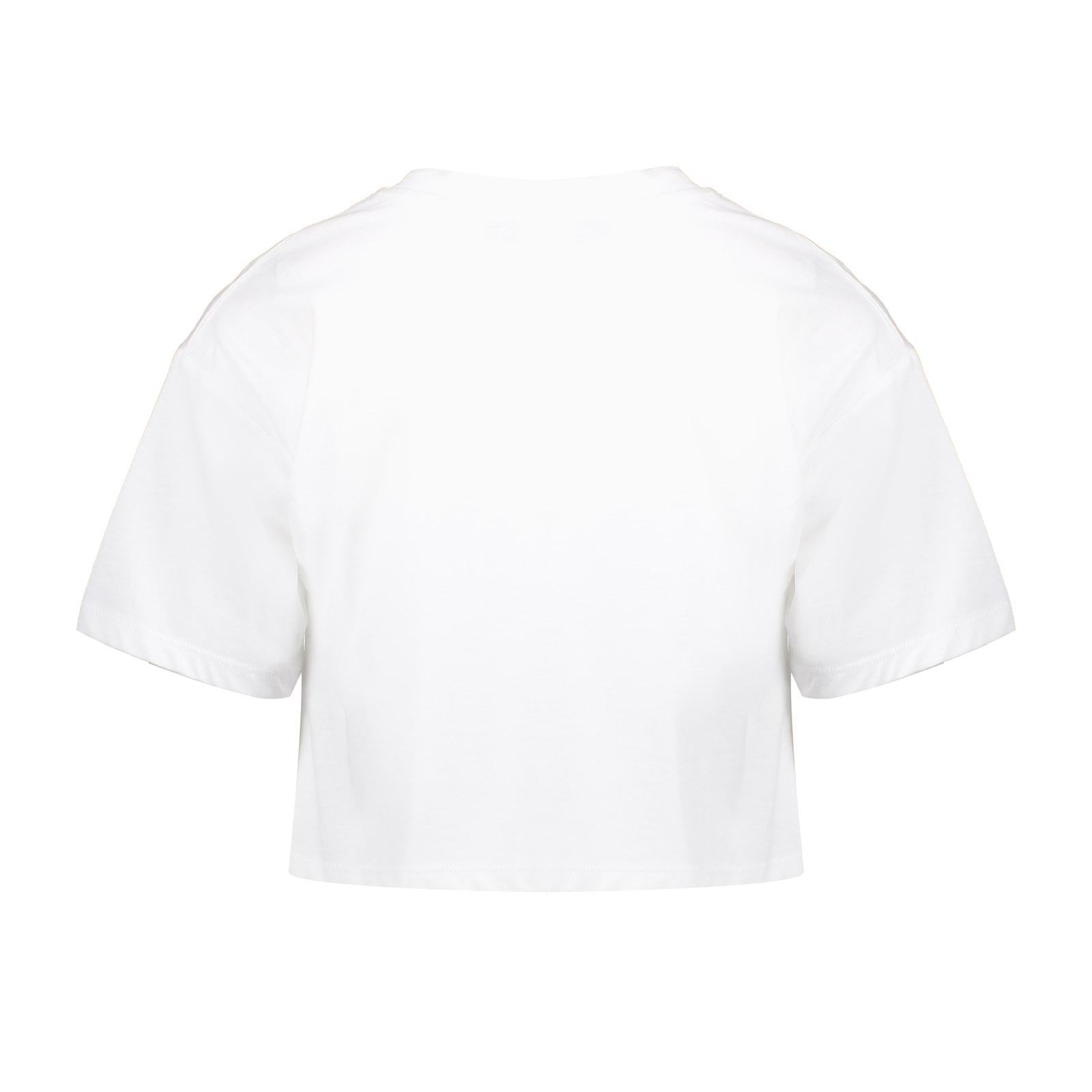 Meisjes T-shirt cropped "positive energy"  van Geisha in de kleur off-white/black in maat 176.