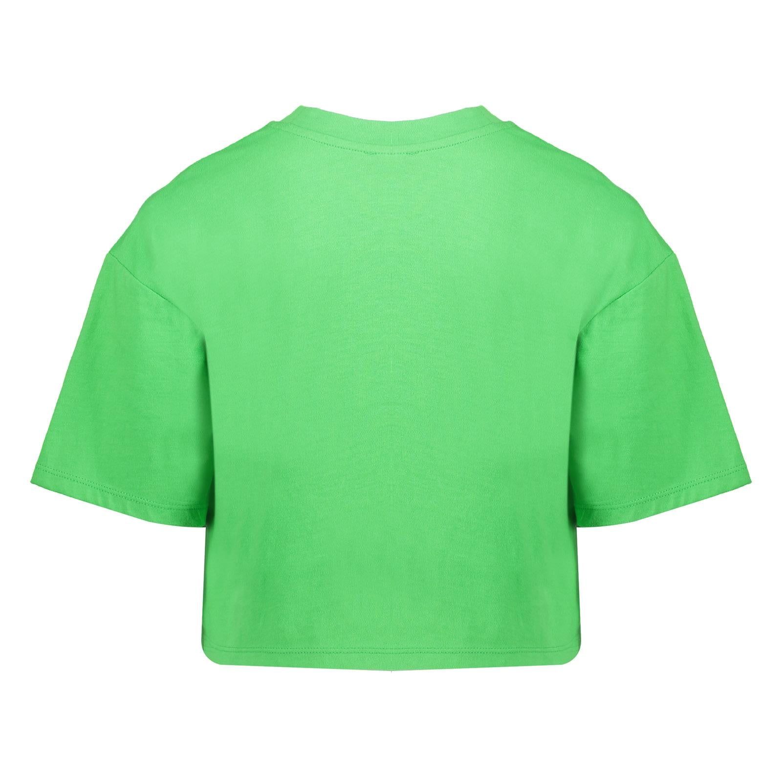Meisjes T-shirt cropped "positive energy"  van Geisha in de kleur bright green/lime in maat 176.