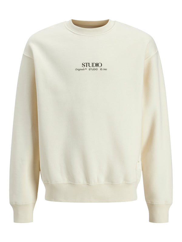 Jongens JORBROOKLYN GRAPHIC SWEAT CREW NEC JNR van Jack & Jones Junior in de kleur Antique White VOLUME in maat 176.