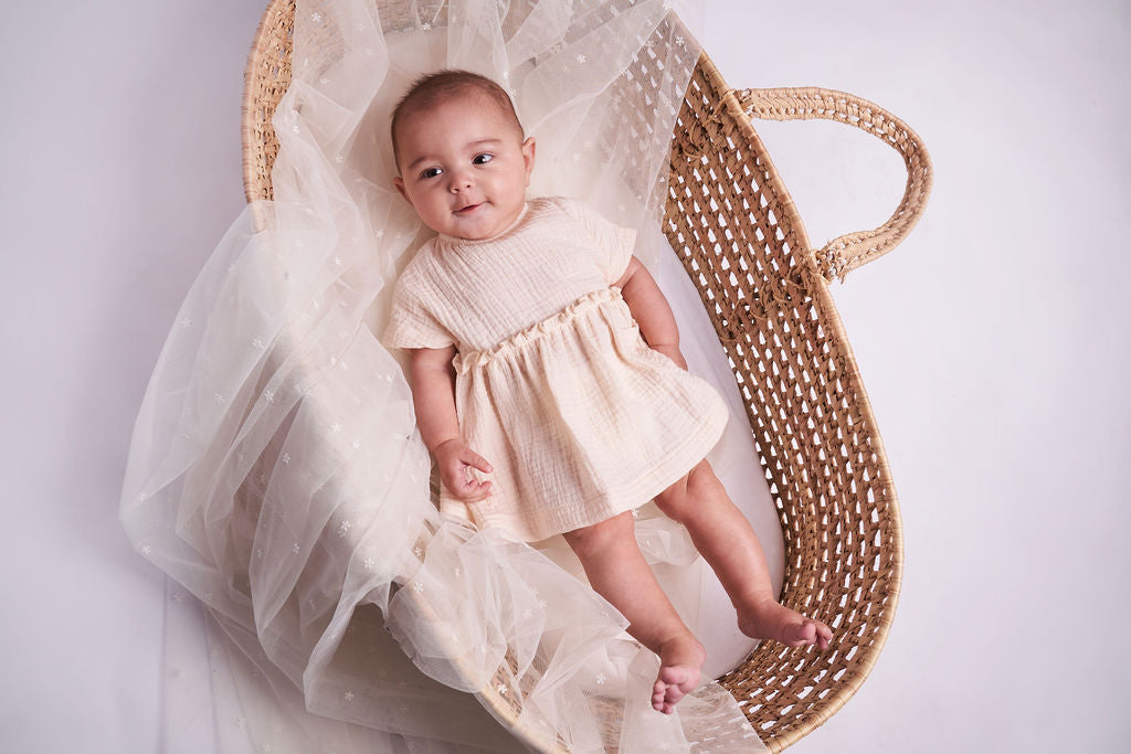 Meisjes Dress Risa van Gymp in de kleur Beige in maat 86.