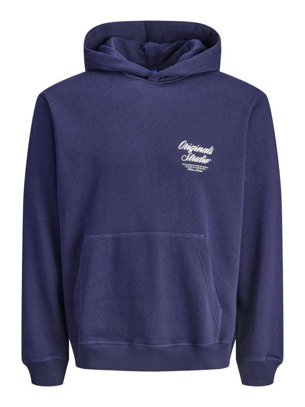 Jongens JORNORREBRO TYPO BACK SWEAT HOOD SN JNR van Jack & Jones Junior in de kleur Ocean Cavern in maat 176.