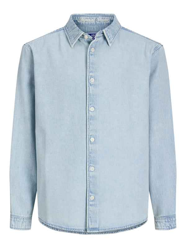 Jongens JORNORREBRO DENIM SHIRT LS JNR van Jack & Jones Junior in de kleur Light Blue Denim in maat 176.