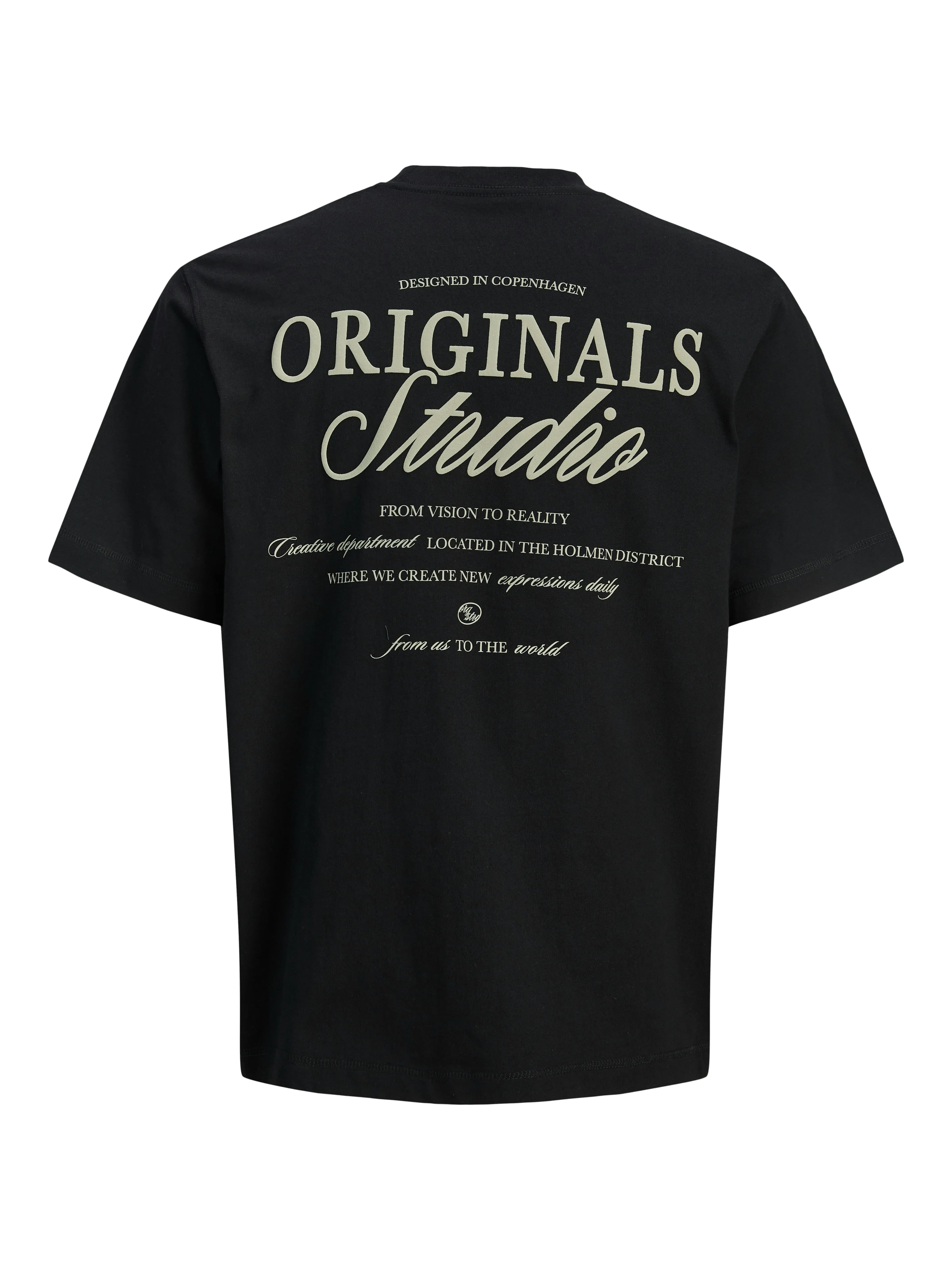 Jongens JORNORREBRO TYPO TEE SS CREW NECK SN JNR van Jack & Jones Junior in de kleur Black  in maat 176.