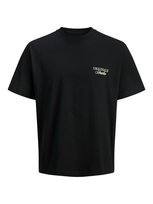 Jongens JORNORREBRO TYPO TEE SS CREW NECK SN JNR van Jack & Jones Junior in de kleur Black  in maat 176.