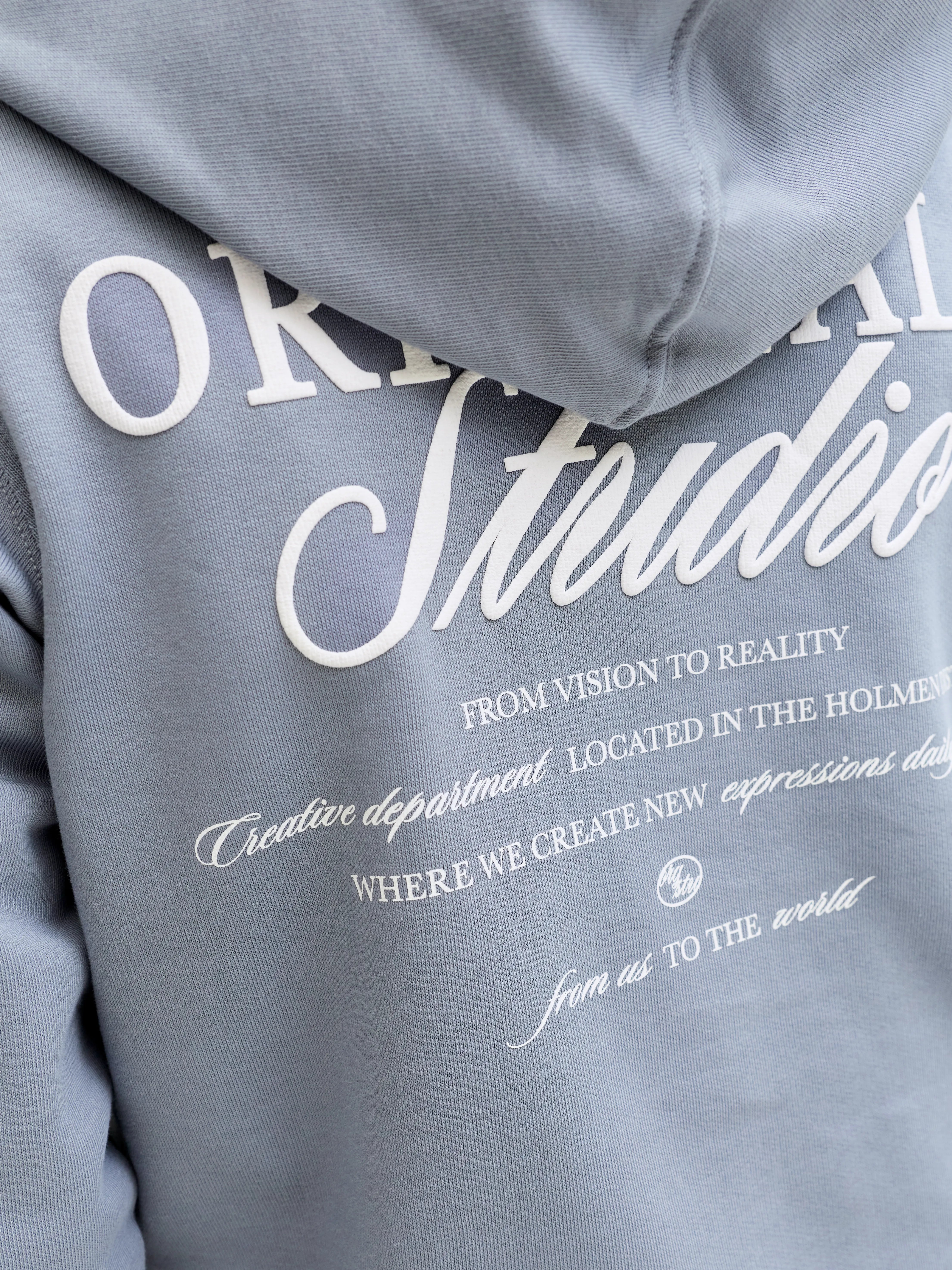 Jongens JORNORREBRO TYPO BACK SWEAT HOOD SN JNR van Jack & Jones Junior in de kleur Tradewinds in maat 176.