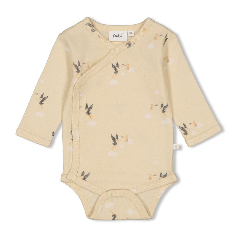 s Wikkelromper AOP rib - Special Delivery van Feetje in de kleur Creme in maat 62.