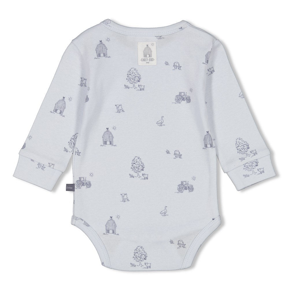 s Romper AOP rib - Farm Life van Feetje in de kleur Blauw in maat 62.