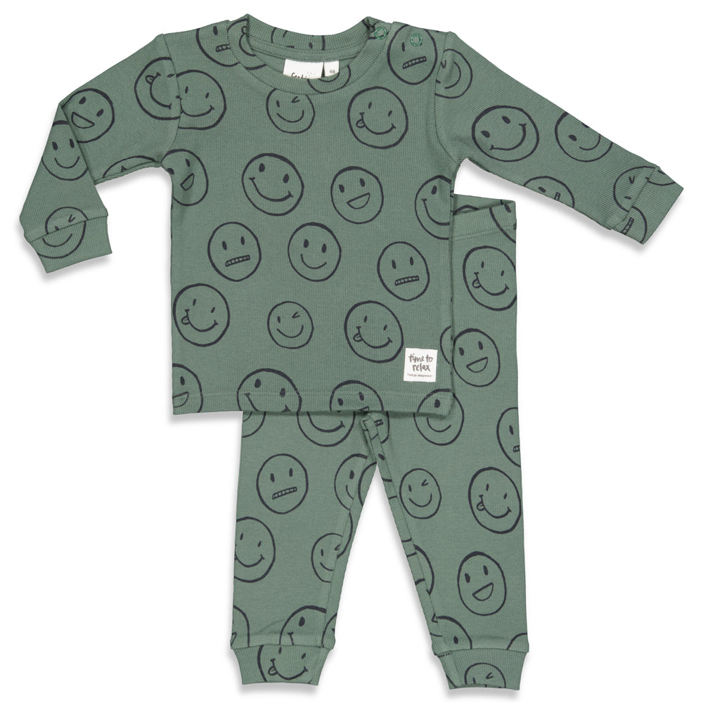 Jongens Sammi Smile - Premium Sleepwear by Feetje van Feetje in de kleur Army in maat 122.