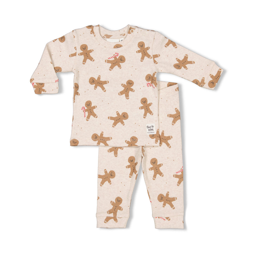 Unisexs Casey Cookie - Premium Sleepwear by Feetje van Feetje in de kleur Offwhite melange in maat 128.